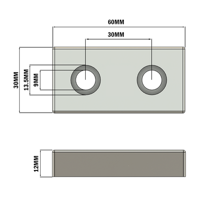 32-3060WS-3SS MODULAR SOLUTIONS MOUNTING PLATE 30MM X 60MM NO CENTER HOLE